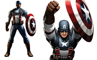 Captain America illustration collage, Marvel Comics, Captain America, shield, white background HD wallpaper