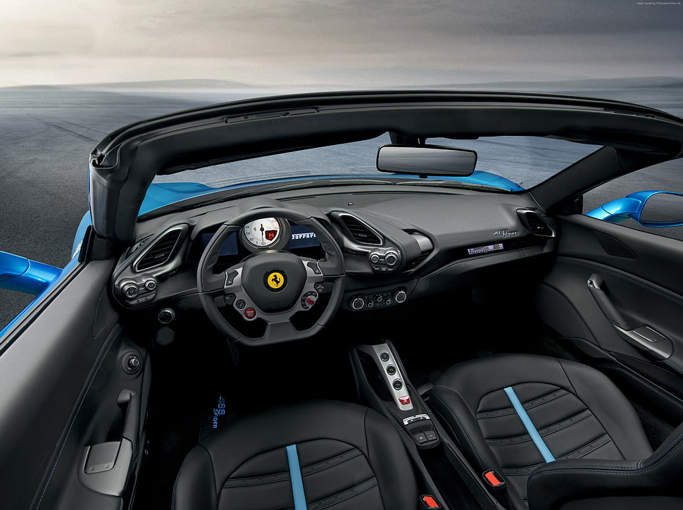 black and blue Ferrari car HD wallpaper