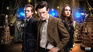 BBC America poster, Doctor Who, Matt Smith, Karen Gillan, Daleks HD wallpaper