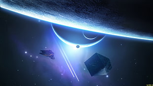 red space ship near planets digital wallpaper, Elite: Dangerous, space