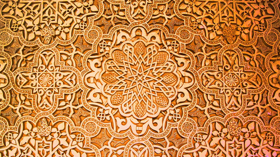 orange textile, pattern, artwork HD wallpaper