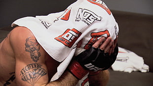 UFC fighter with white towel on his head HD wallpaper