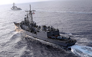 gray battle ship, warship, frigates, navy, USS Thach  HD wallpaper