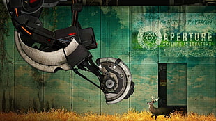 Aperture poster, video games, artwork, Portal (game), Portal 2 HD wallpaper