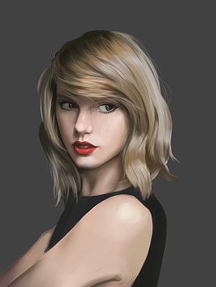 Taylor Swift painting, short hair, blonde, Taylor Swift