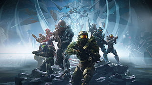 Halo digital wallpaper, Halo 5: Guardians, video games, Team Osiris, Blue Team