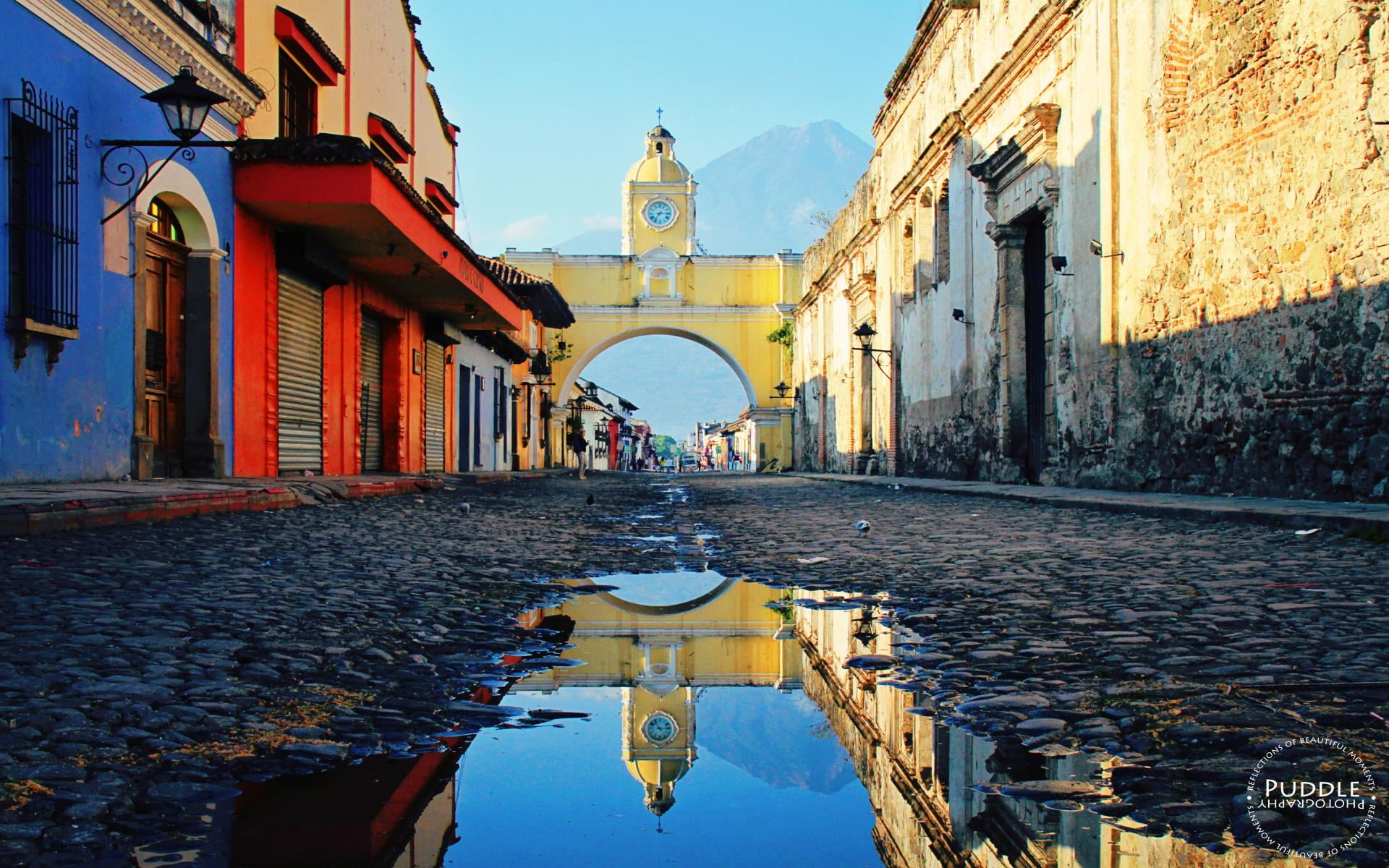 gray concrete wall, Guatemala, South America, town, street