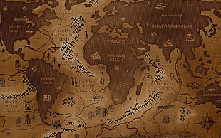 brown map, Vladstudio, inverted, map, world map HD wallpaper