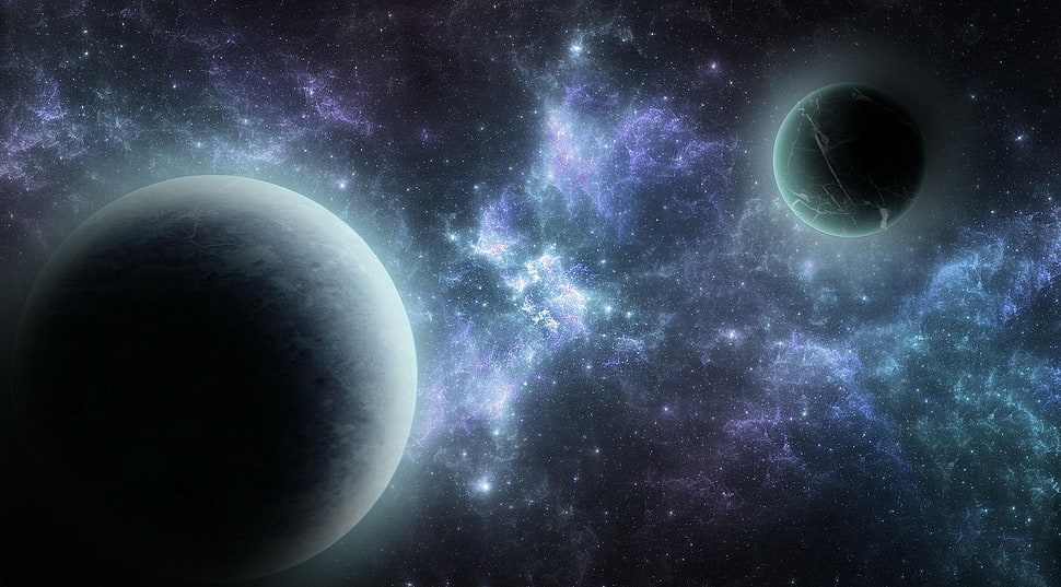 photo of two planets HD wallpaper