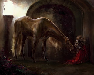 Horse and male digital wallpaper