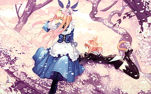 two female anime character digital wallpaper