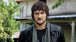 man wearing black jacket and scarf HD wallpaper