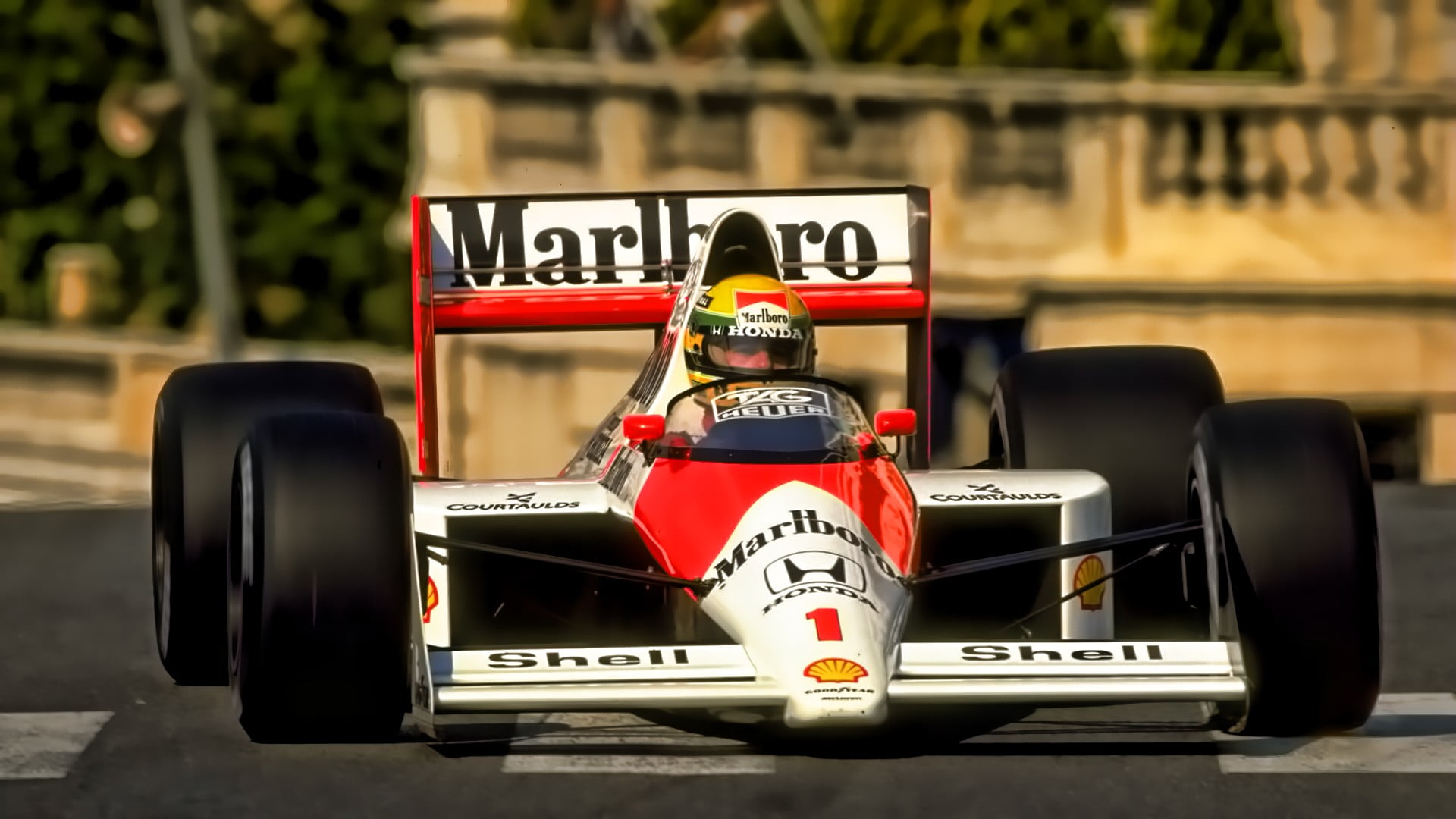 red and white Marlboro go kart, Ayrton Senna, Formula 1, McLaren F1, Monaco