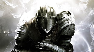 armored knight graphic wallpaper, video games, Demon's Souls, knight