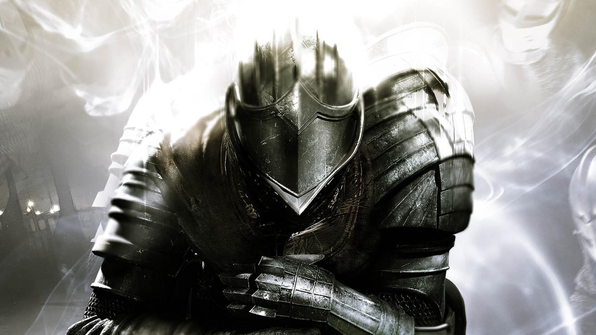 armored knight graphic wallpaper, video games, Demon's Souls, knight