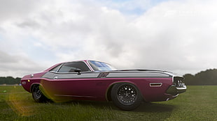 classic red and gray coupe, video games, Forza Motorsport, Dodge, Dodge Challenger HD wallpaper