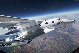 white jet plane, Space ShipTwo, VSS Unity, Space Tourism HD wallpaper