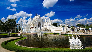 white and brown concrete house, architecture, Wat Rong Khun, temple, Thailand HD wallpaper