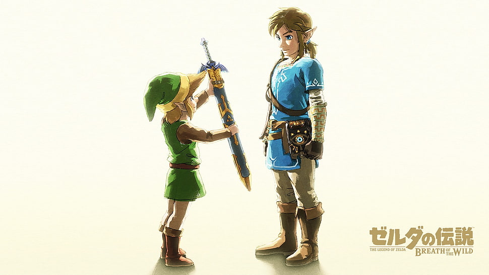 two character illustrations, The Legend of Zelda: Breath of the Wild, Link, Nintendo, Master Sword HD wallpaper