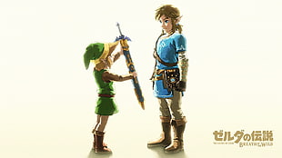 two character illustrations, The Legend of Zelda: Breath of the Wild, Link, Nintendo, Master Sword