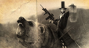 Abraham Lincoln wallpaper, Abraham Lincoln, humor, artwork, bears
