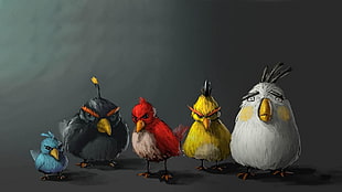 Angry Birds character painting, Angry Birds, realistic, painting