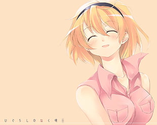 yellow and orange haired female anime character HD wallpaper