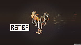 white Rster logo, glitch art, abstract, rooster