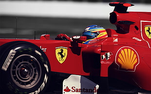 red Ferrari Formula One vehicle, Ferrari, Fernando Alonso, Formula 1 HD wallpaper