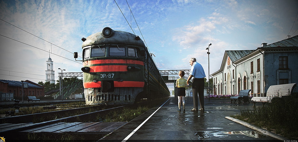 men's black pants, train, train station HD wallpaper