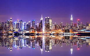 city lights illustration, skyscraper, New York City, city, landscape