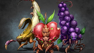 three fruit monster wallpapers, StarCraft, Starcraft II, Zergified, fruit