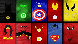 photo of ten Marvel and DC heroes collage HD wallpaper