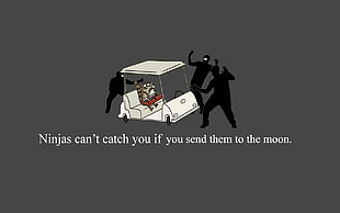 white golf cat illustration, Regular Show, Rigby, ninjas, ninjas can't catch you if