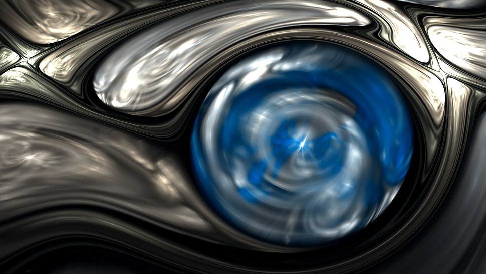 blue, gray, and black abstract illustration HD wallpaper