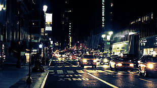 yellow taxi vehicle, night, New York City