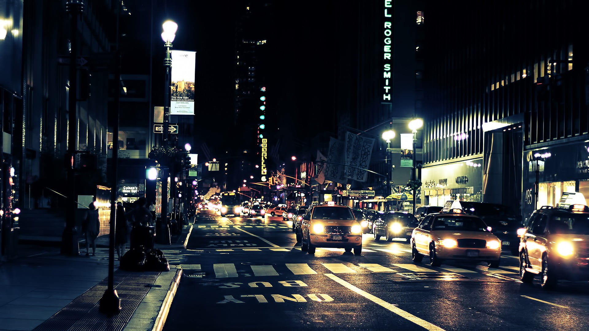 yellow taxi vehicle, night, New York City