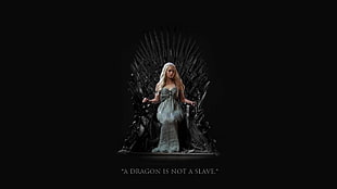 A Dragon is not a Slave digital wallpaper, Daenerys Targaryen, Emilia Clarke, Game of Thrones, Iron Throne