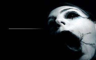 person with black eyes wallpaper, horror, spooky