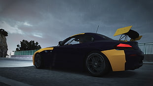 yellow and black coupe, Forza Horizon 2, car, BMW, racing simulators