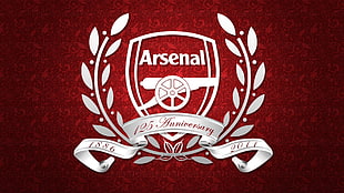 white Arsenal 125 Anniversary logo, Arsenal Fc, Arsenal, logo, soccer HD wallpaper