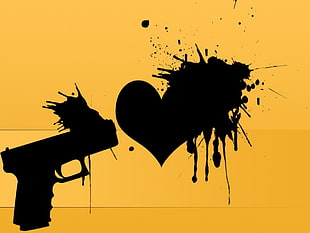 gun and heart wallpaper, blood HD wallpaper