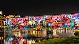 red and white floral area rug, night, cityscape, colorful, arno (river) HD wallpaper