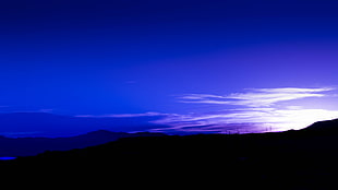 silhouette photography of mountain hills during nighttime HD wallpaper