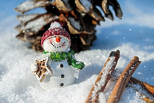 snow man ceramic figurine
