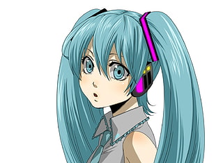 female anime character with blue hair