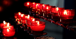 red glass candle holder lot HD wallpaper