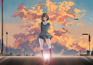 female anime character wearing school uniform