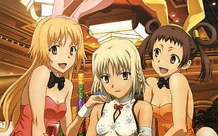 three girls anime illustration