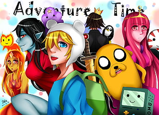 Adventure Time illustration, Adventure Time, Marceline the vampire queen, Finn the Human, Jake the Dog